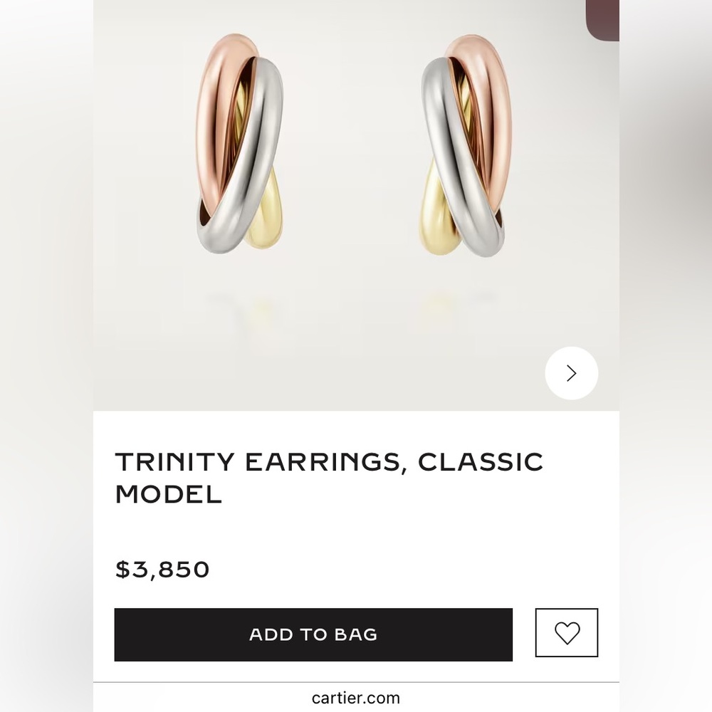 Authentic Cartier Trinity Earrings, Classic Model - Picture 10 of 10